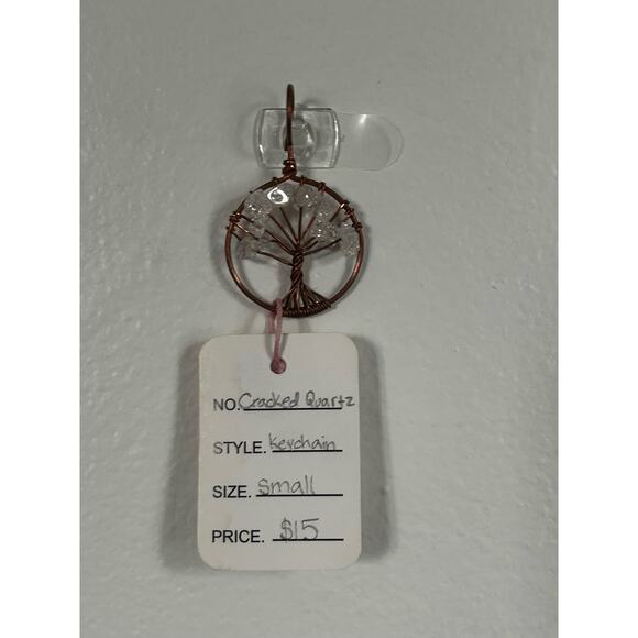 Handmade Copper and Serpentine Crystal Tree of life 3.5x2” Wall Decor - Picture 2 of 5